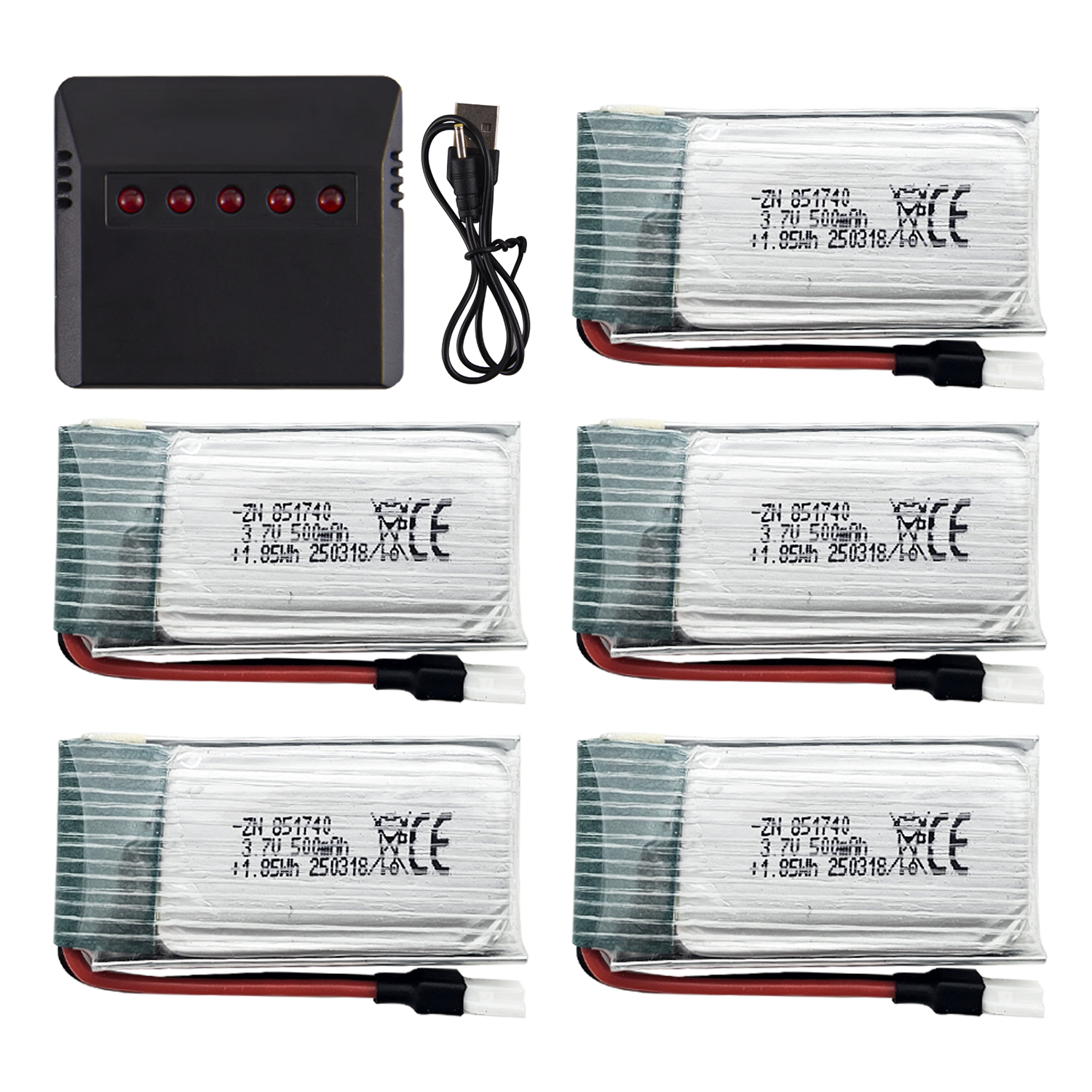 5Pcs 3.7V 500mAh LiPo Batterie – Drone Battery Adapter recenzja i cena