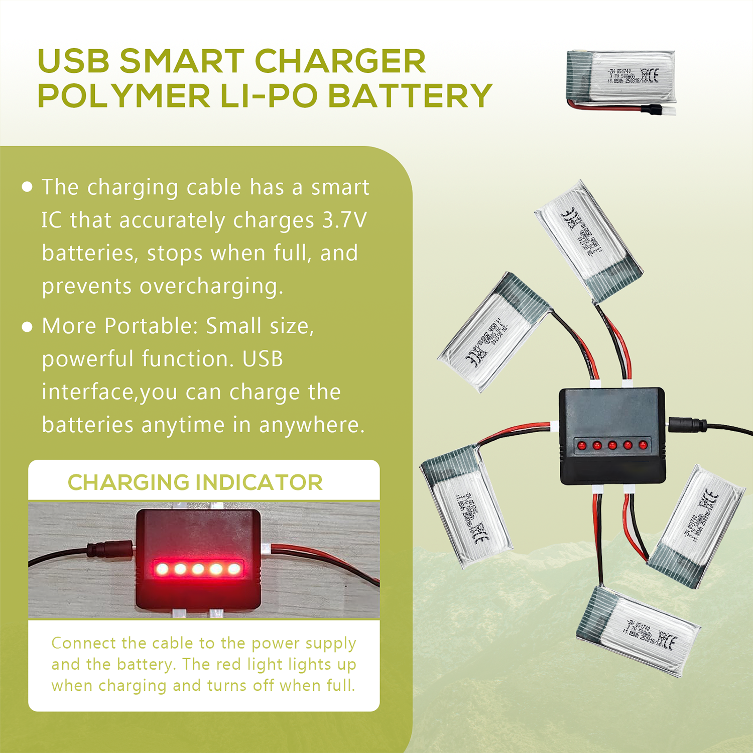 5Pcs 3.7V 500mAh LiPo Batterie – Drone Battery Adapter recenzja i cena